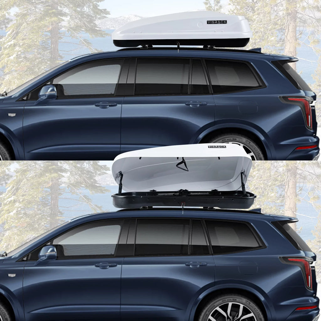 White 30.3" Rooftop L x Cargo Double Shell for Cargo Carrier Large Locks, 13 Hard ft³ SUV x Rooftop Waterproof Box 56.3" W 13.8" Cargo Rooftop with H, Box