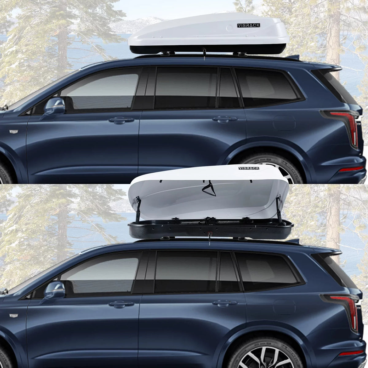White 30.3" Rooftop L x Cargo Double Shell for Cargo Carrier Large Locks, 13 Hard ft³ SUV x Rooftop Waterproof Box 56.3" W 13.8" Cargo Rooftop with H, Box