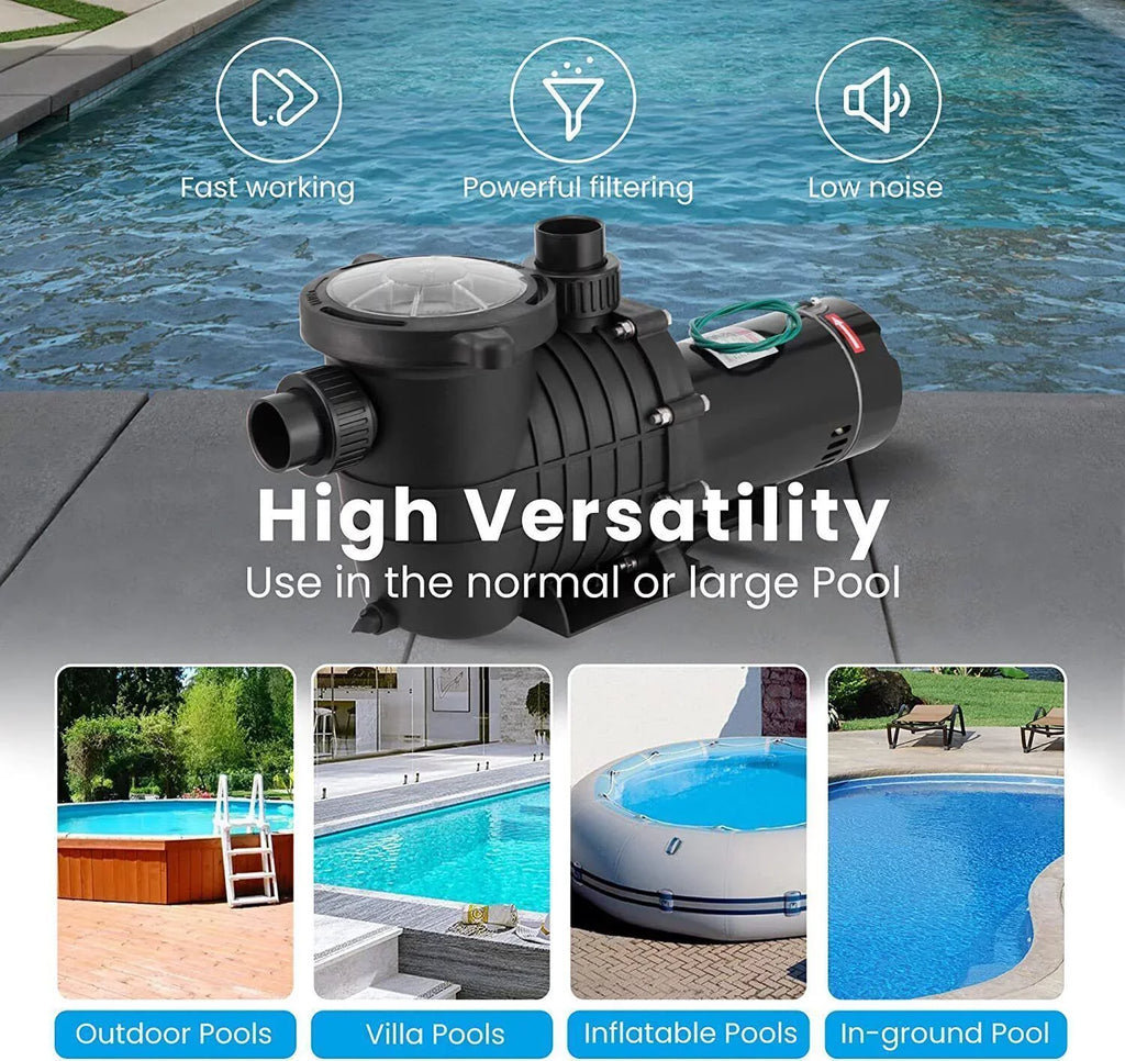 with Above Strainer 2.0hp Denest Pool Swimming and Inground/ Connectors Pump Ground Basket Hbp1500ⅱ 1500w