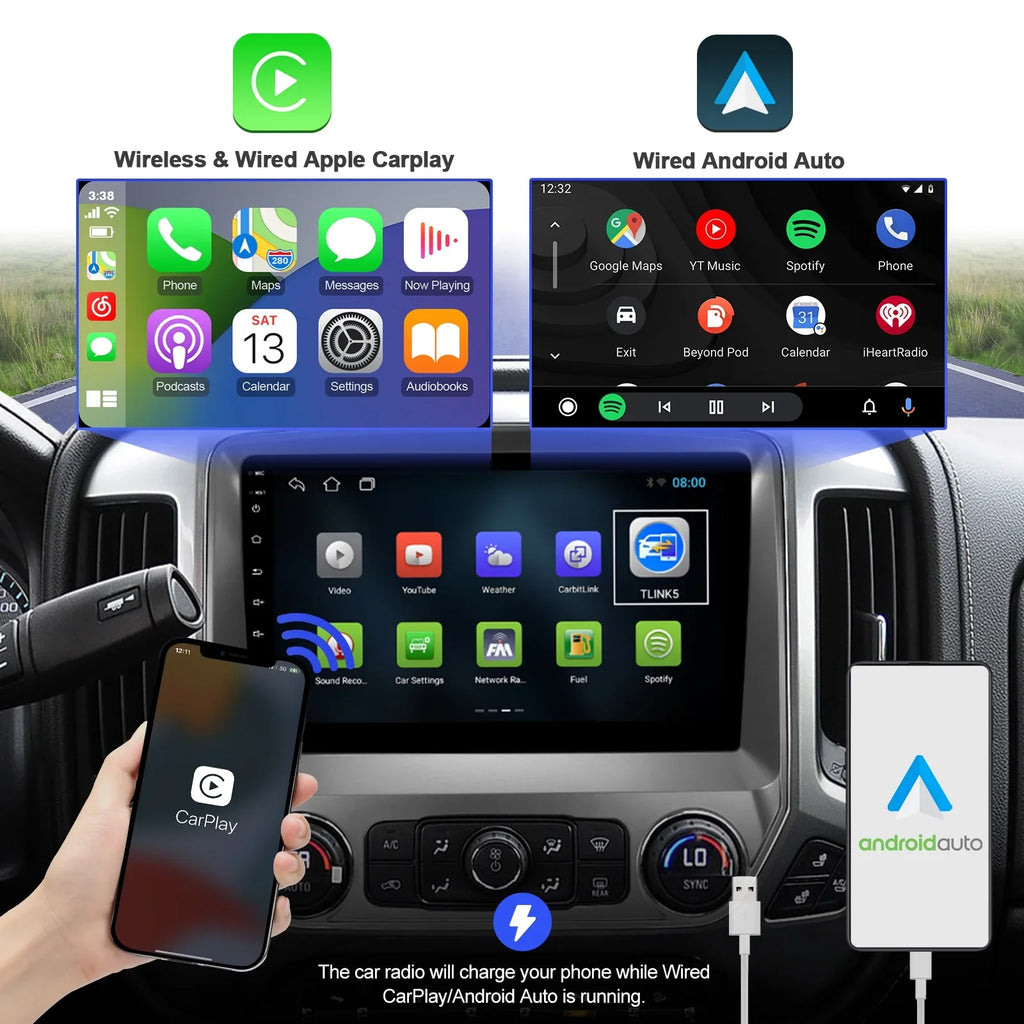 Touchscreen 10.1 Stereo Sierra with for Camera Inch Android 2+32G Auto/GPS/Bluetooth/FM/Backup Chevrolet 10 Built-in Double Din Radio Carplay/Android Silverado/GMC Car Wireless 2014-2018