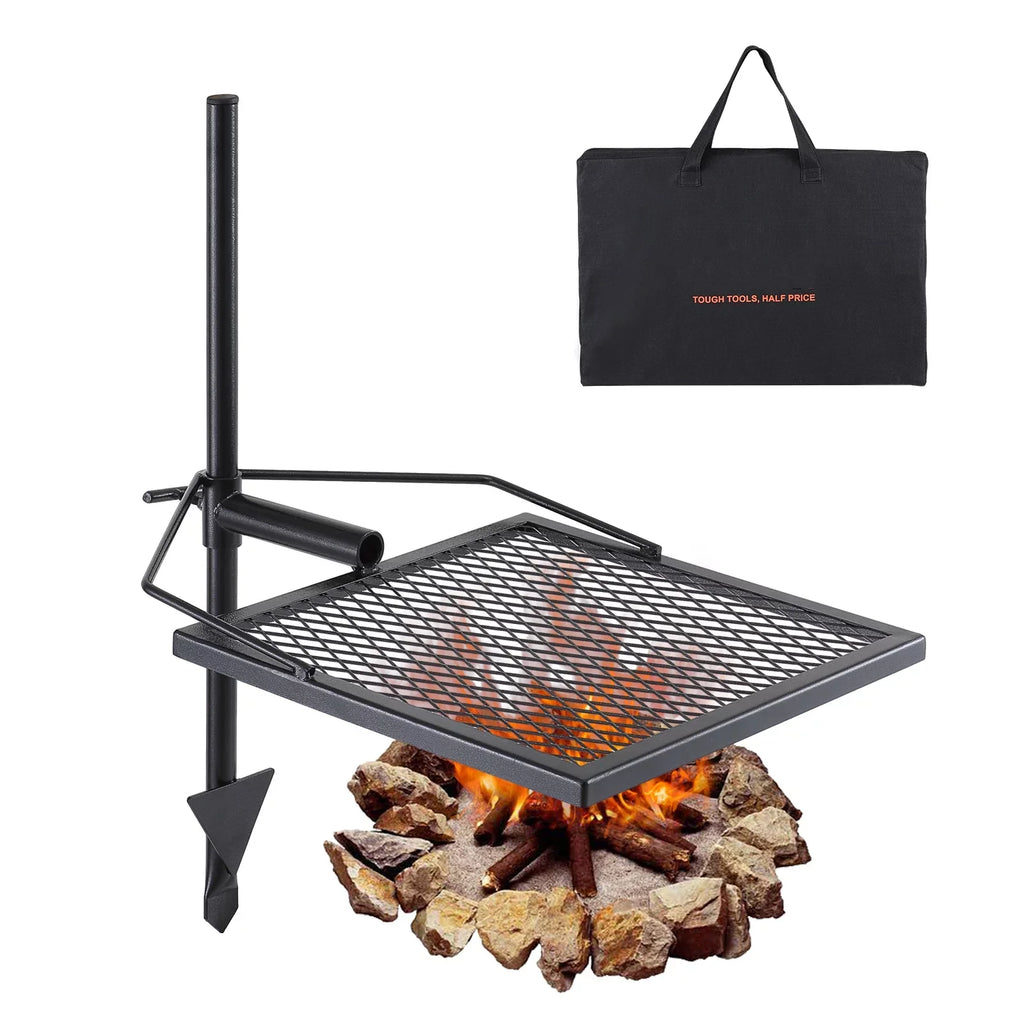 Duty Grate x Adjustable Grill Steel Cooking 16" Swivel BENTISM Open Campfire Heavy 16" Fire