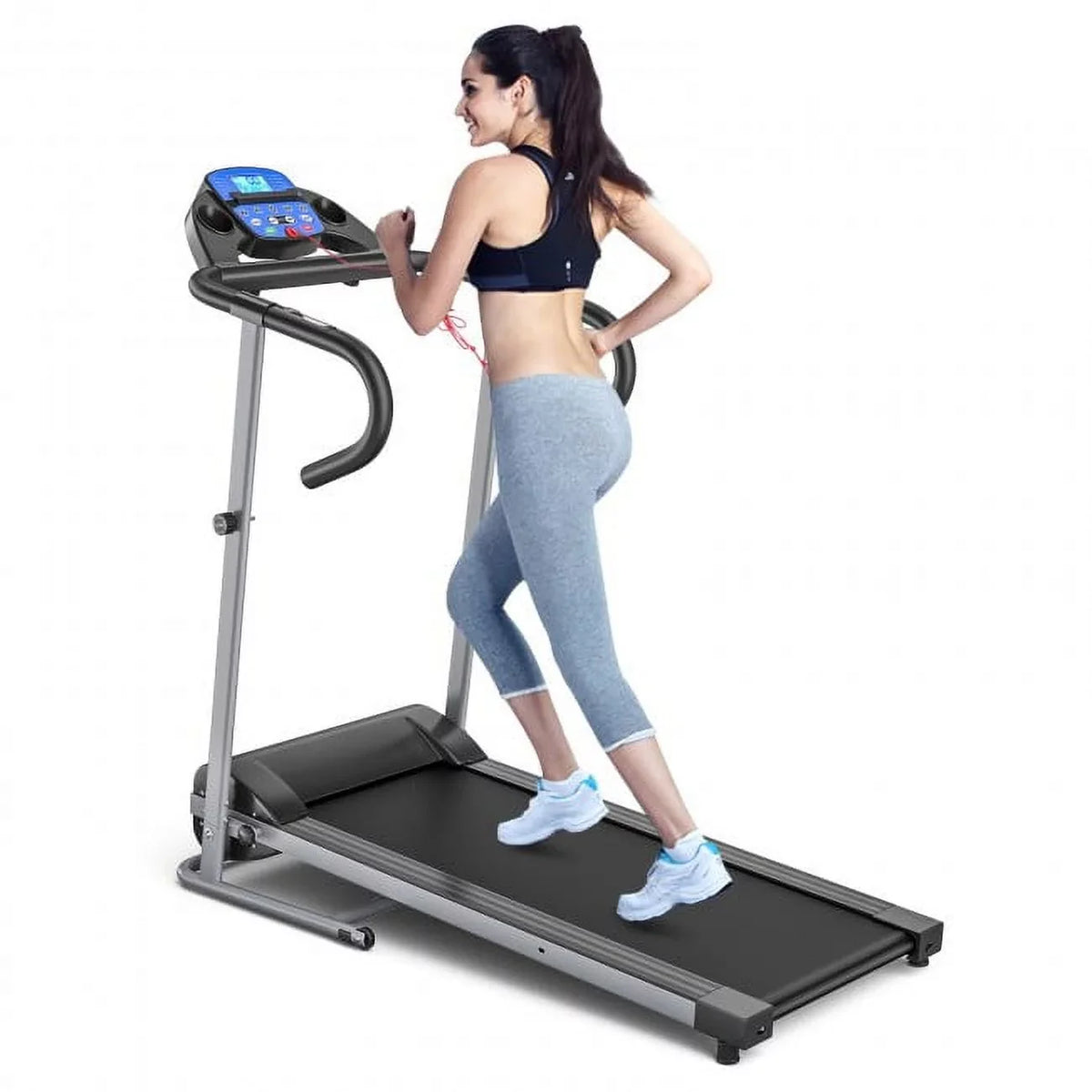 LCD Heart Sensor Treadmill Electric and with Rate Foldable Display