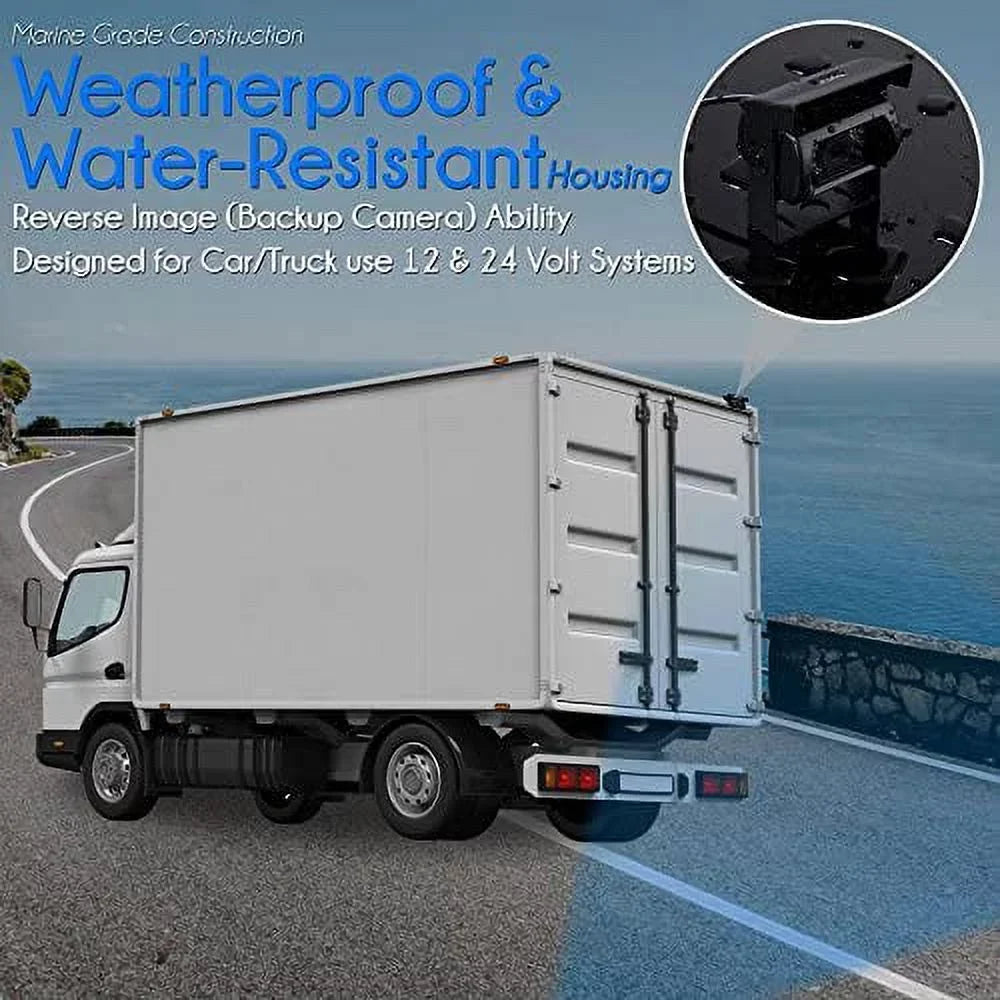 W/ Car LCD Reverse Parking 12-24V 9" Pyle Kit Rearview Truck Camera Waterproof Monitor, Display