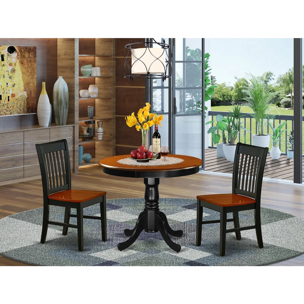 Antique Wood West Black/Cherry Traditional 3-piece Dining East Set Furniture in