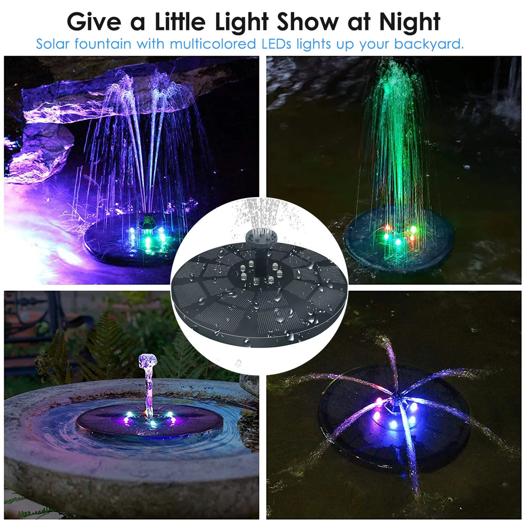 Bath Spray 3W, Pump for Pool Fountain Shinysix Patterns Fountain Solar Bird with Pond 7 Garden
