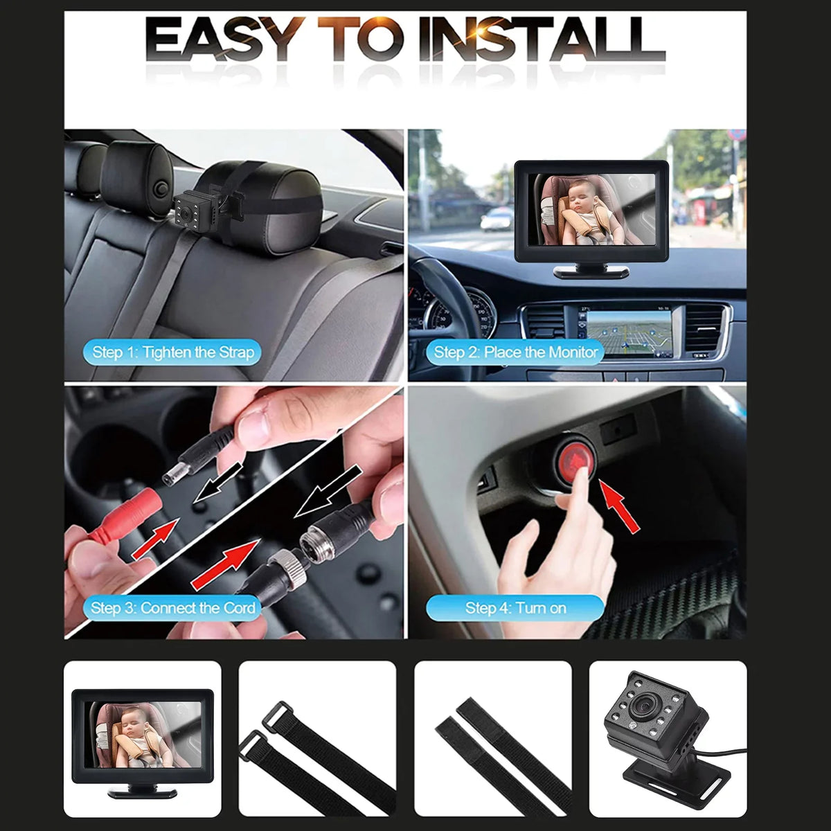 Camera Easy Mirror 150° Vision Baby Camera View Mirror Mirror Baby Baby Monitor Monitor Seat Baby Wide Car Baby Pristin Seat View Car Car Car Car Invigilator,Inch 1080P car Baby Monitor Rear Seat
