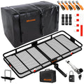 500lbs Bag Mockins | & Foldable Arm Hitch Cap. Basket XXL 70"x30"x6" Cargo Hitch 40 Carrier Hitch Trailer with CF Mount