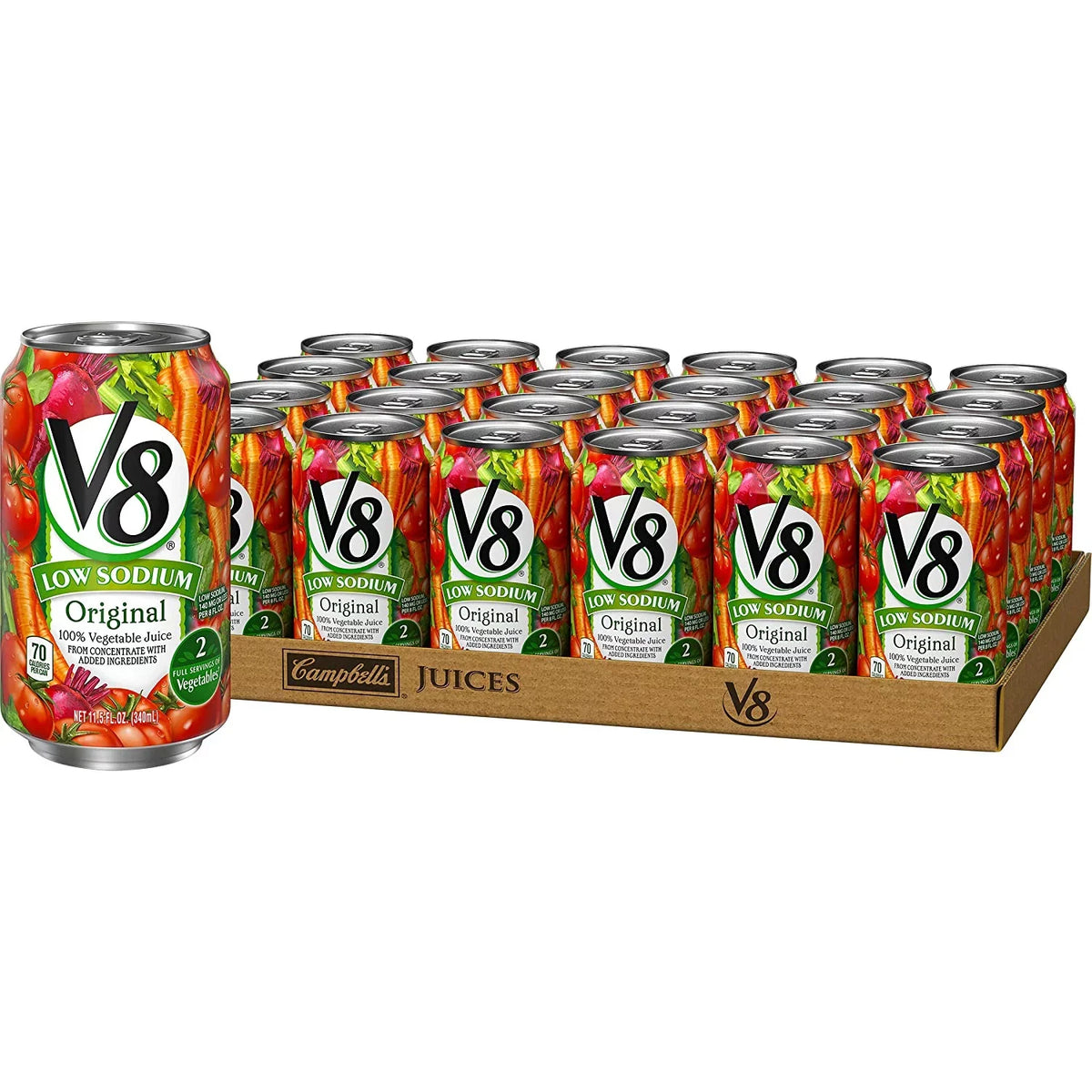 Low (Pack 100% 24) V8 Sodium Vegetable Oz. 11.5 Original Can Juice, Of