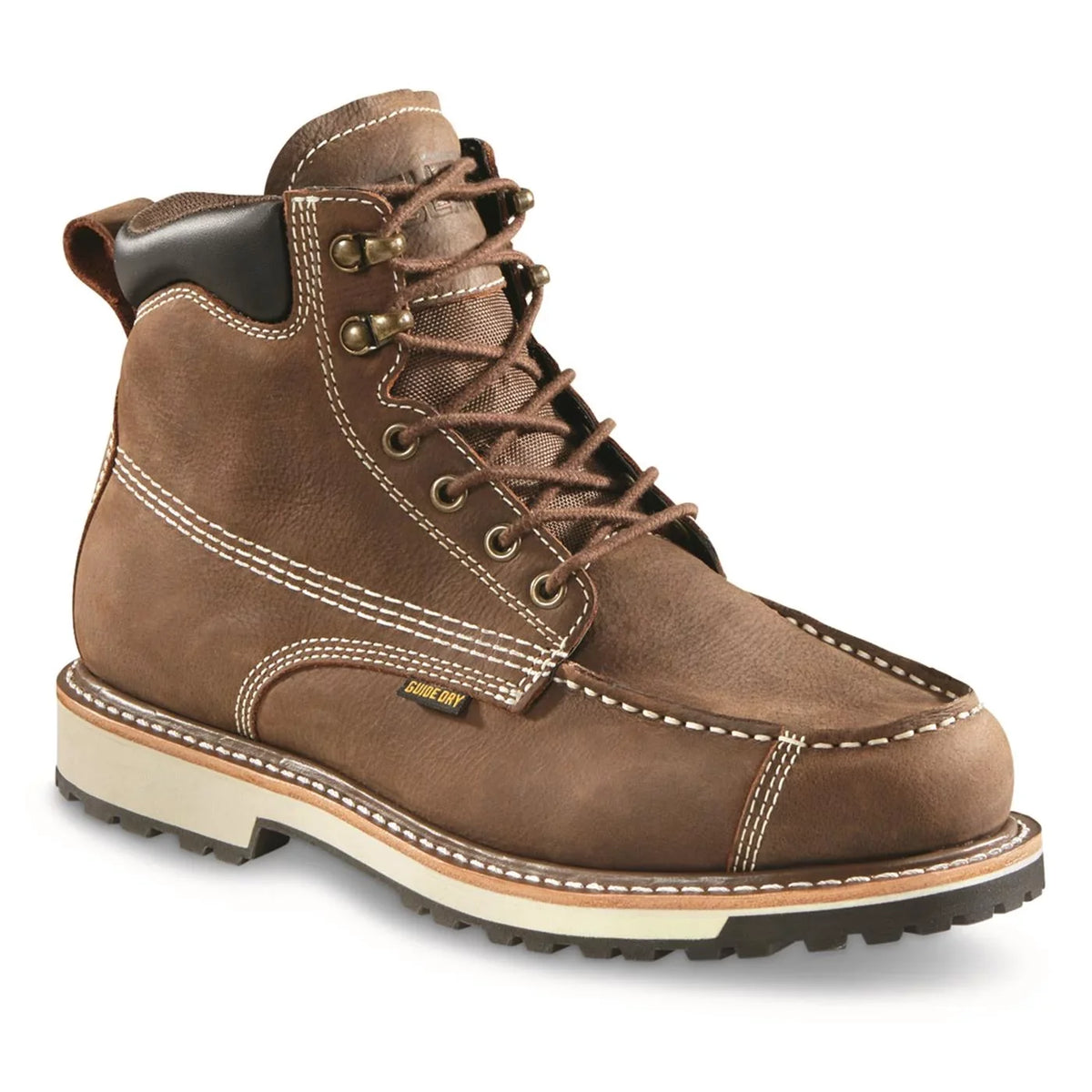 Gear Guide Leather Work Mens Moisture Shoes, Chukka Insoles, Timber Boots Waterproof Ankle Boot Rugged Wicking Pull-On