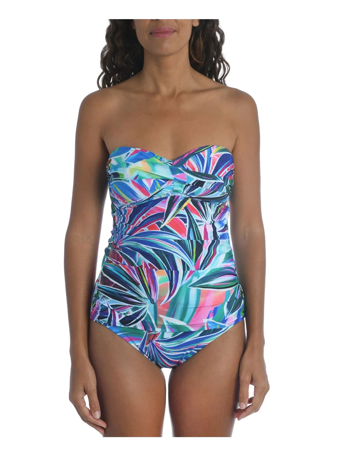 Swimsuit Women's Printed Bandeau Front Top 6 Twist Tankini BLANCA LA Blue