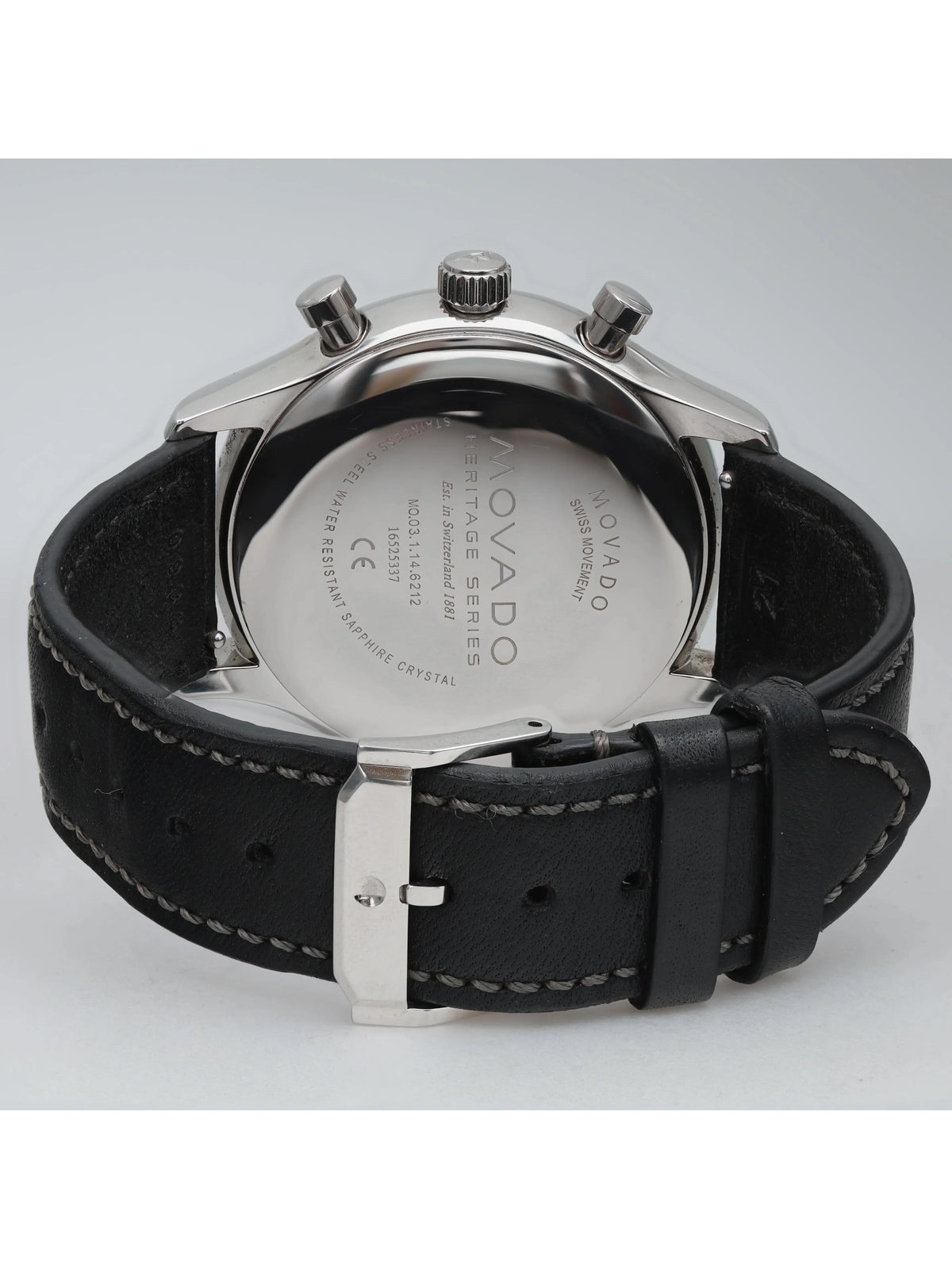 Watch Steel Heritage Quartz Black 3650005 Men Dial Movado