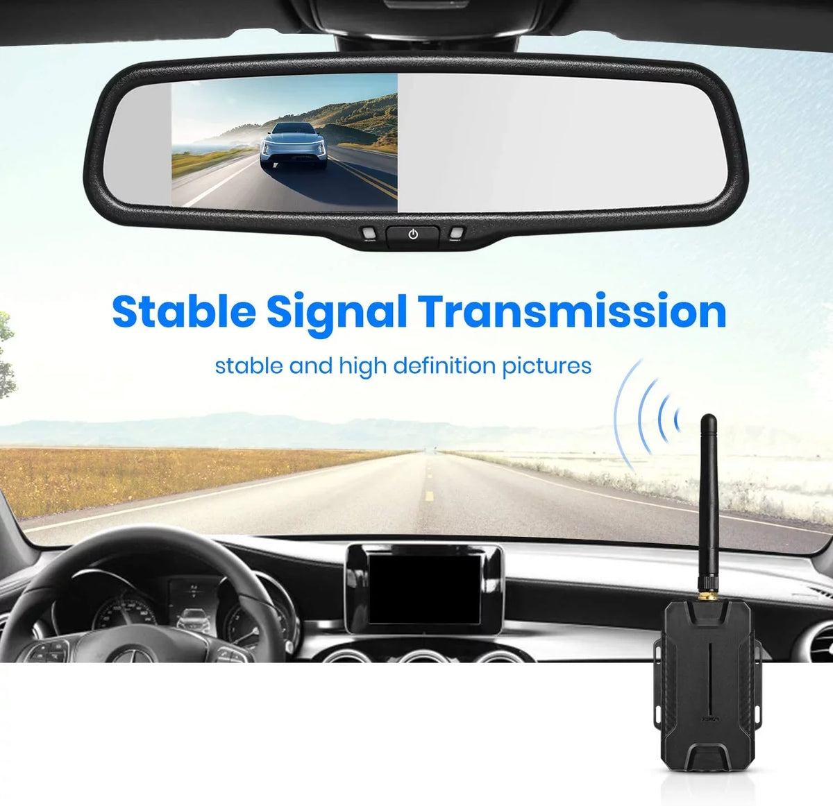 Monitor Mirror (T1400U) OEM Backup Kit for Wiring View Wireless Look Rear Camera Installation Trucks, No Auto-Vox