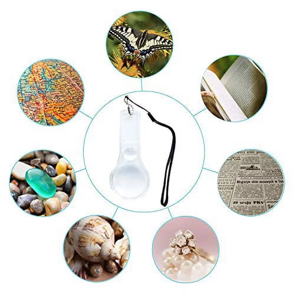 Hand-held Plastic Reading, Pack Science 10X for Lens Magnifier Magnifying Kids, Hand Glasses Mini 24 Outdoors, Observation Classroom,