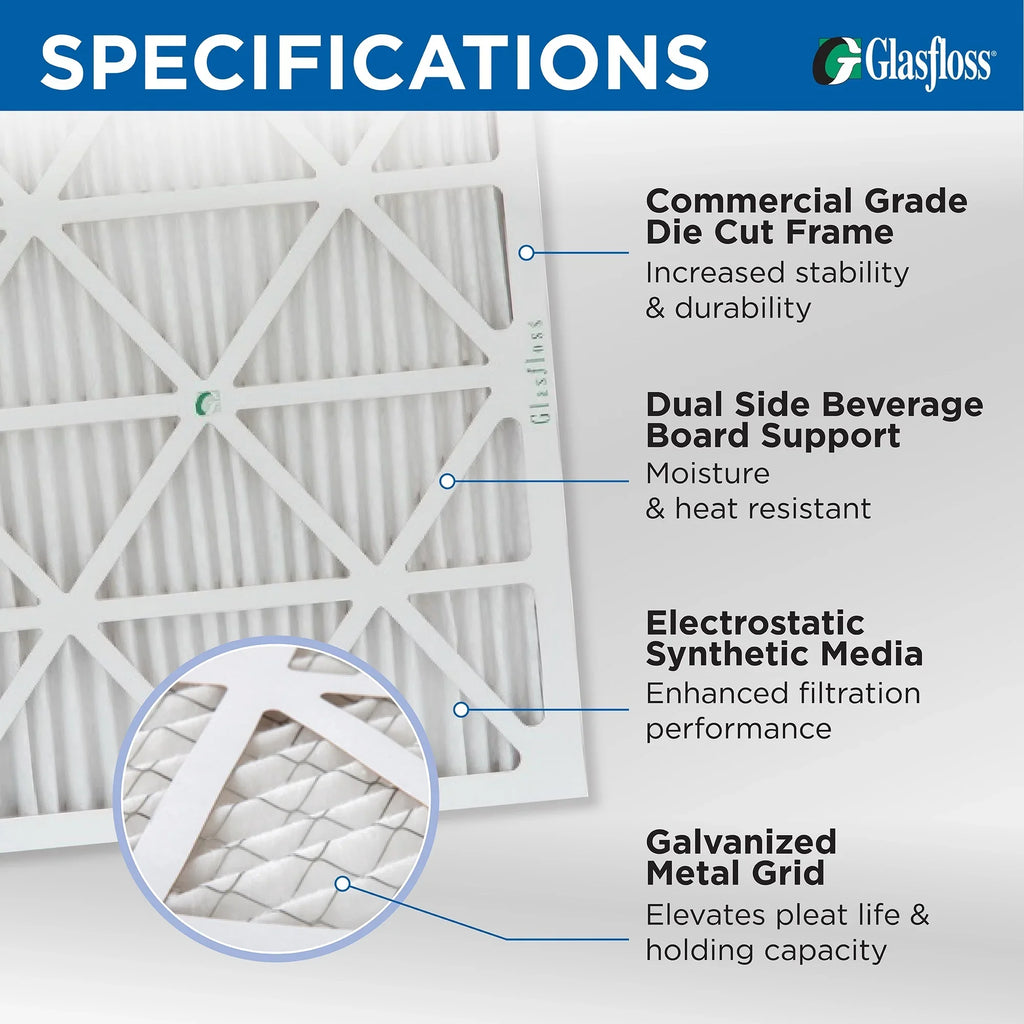 10 1-3/4 23-3/8 by AC MERV 8 Glasfloss Furnace Filters Industries. x ) 23-3/8 Pack ( Air Exact Pleated 24x24x2 x dimension: