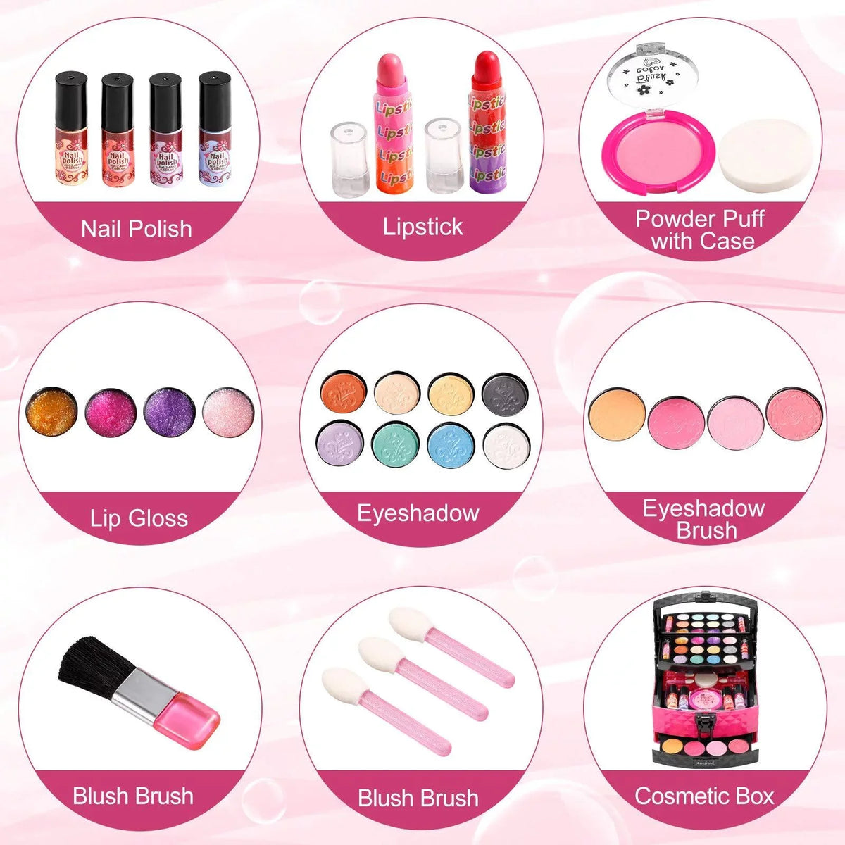 Set Non-Toxic, Toy for Pink Kit Play Kids Kit Girl, Makeup Pretend Set Girls for Cosmetic Vextronic Birthday Washable Makeup Toy Real Kids for Kids, Beauty Makeup