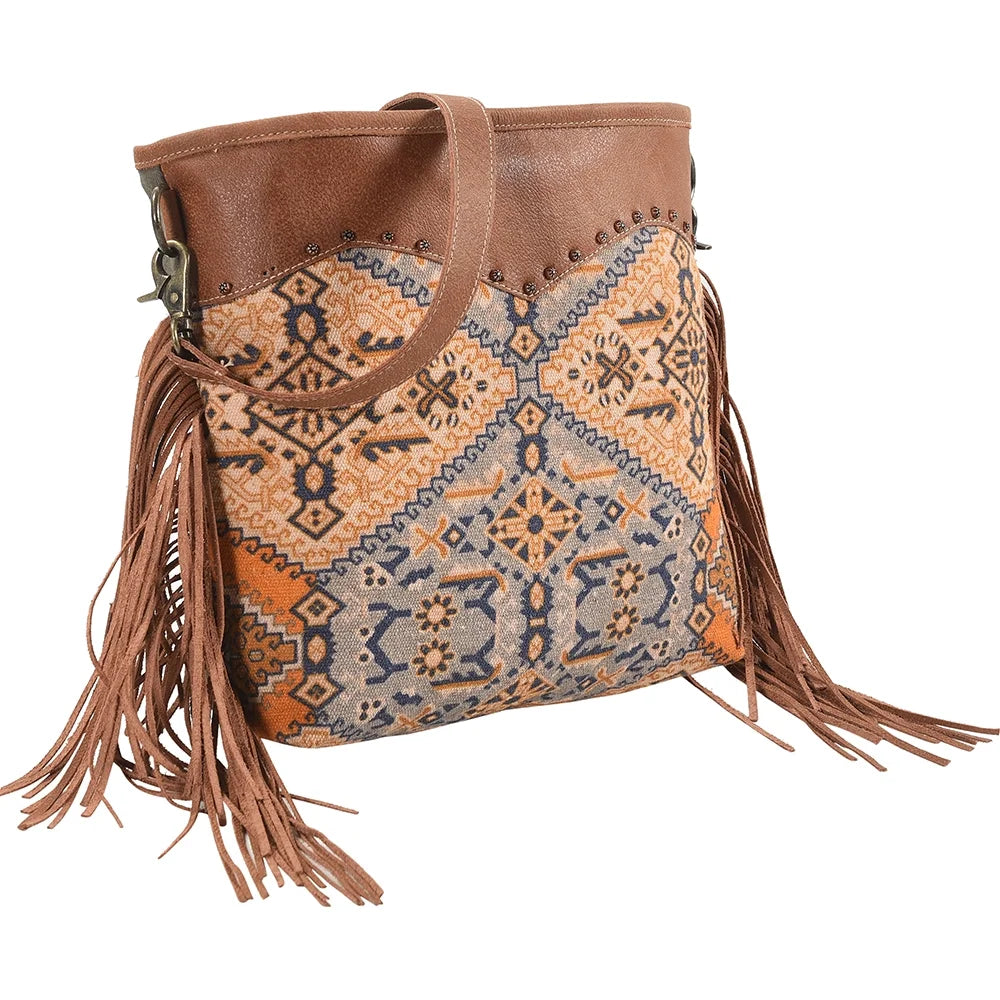 Leather purse KB209 Genuine KB women OHLAY Cross Body handbag western Canvas Upcycled bag