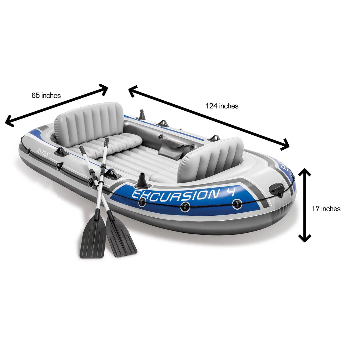 Person 2 4 and Rafting with Boat Fishing Set (Refurbished) Inflatable Excursion Intex Oars