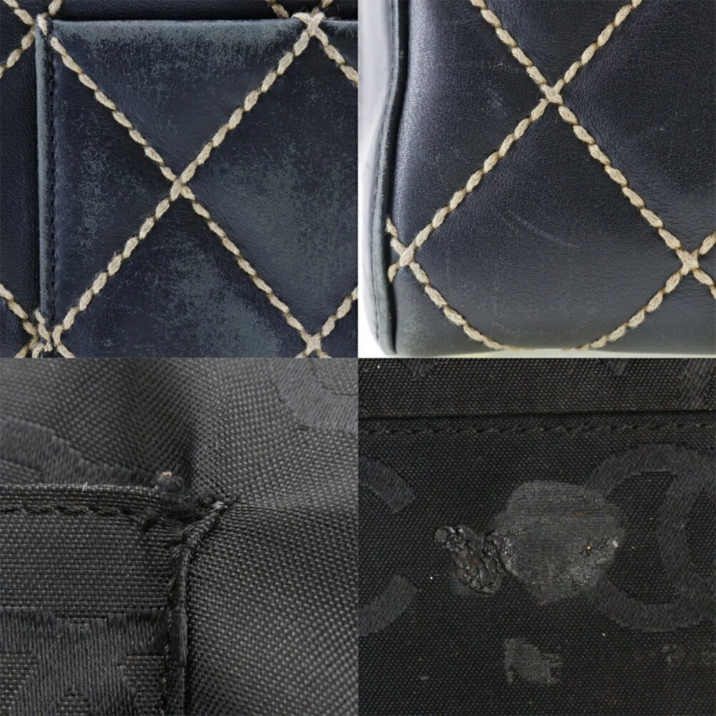 Wild (Fair) Mini Stitch Black Calf Handbag Ladies Pre-Owned A14692 Boston