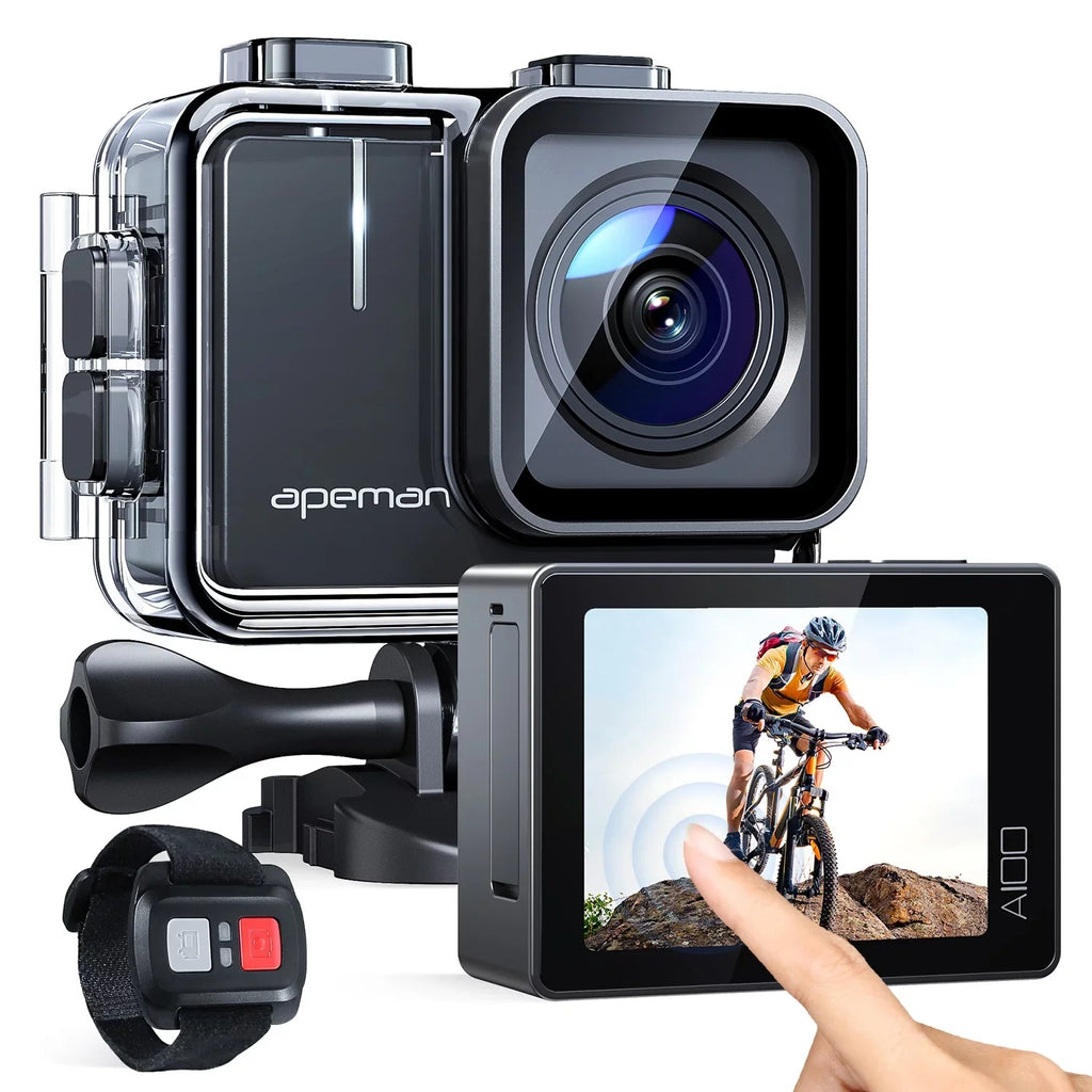 Dual Touchscreen WiFi 4K HD Sports Batteries Camera A100s 20MP APEMAN Action 40M Ultra 50fps mAh 1350