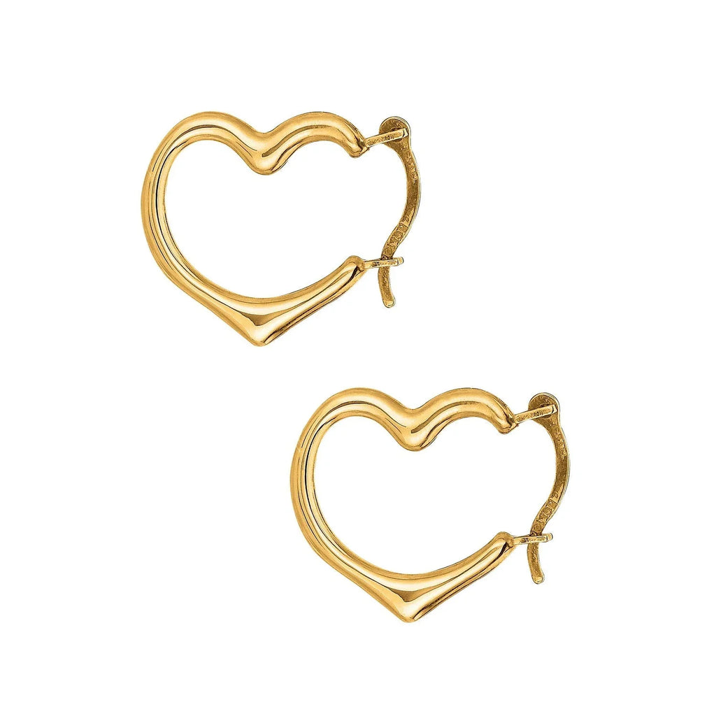Earrings Gold Yellow 10K Real Hoop Heart