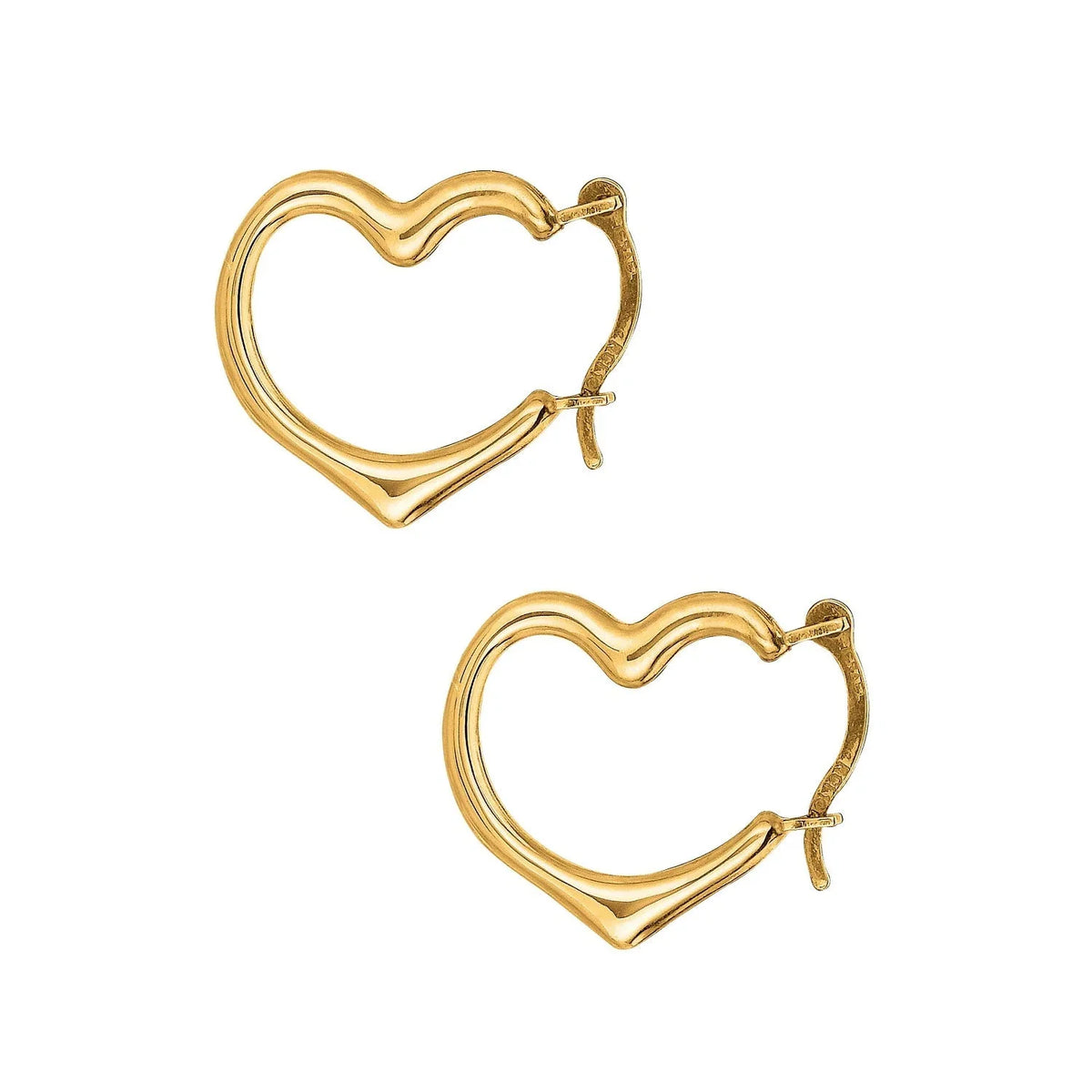 Earrings Gold Yellow 10K Real Hoop Heart