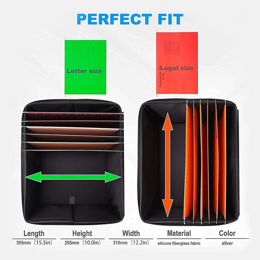 Home Fireproof and Car, Lid Ideal Sturdy Storage Waterproof Handles Box, Irfora with Office for