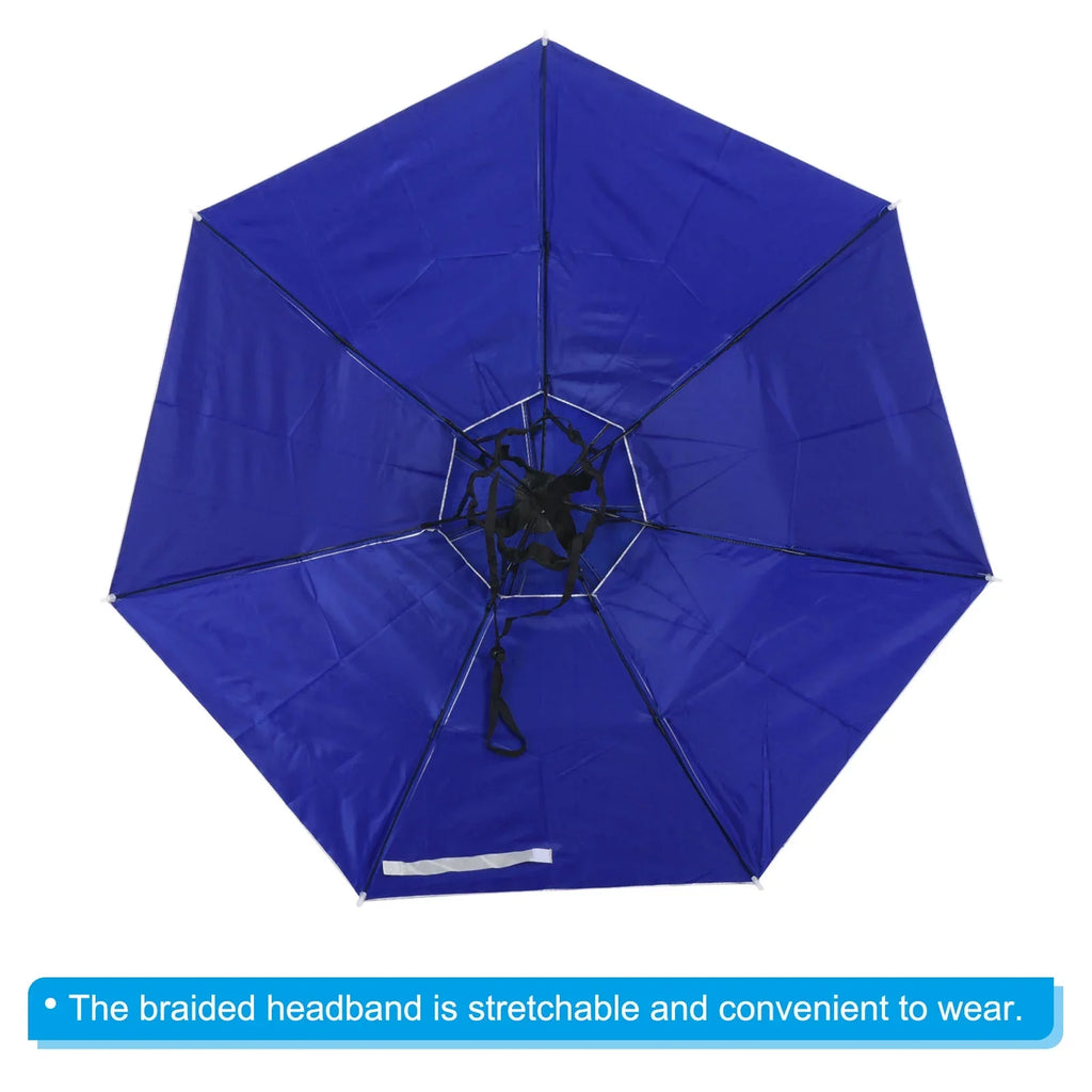 Folding Layer Silver Umbrella Adjustable 37.4" Fabric Sun Strip, Cap with OD Rain Oxford Hat, Uxcell Double