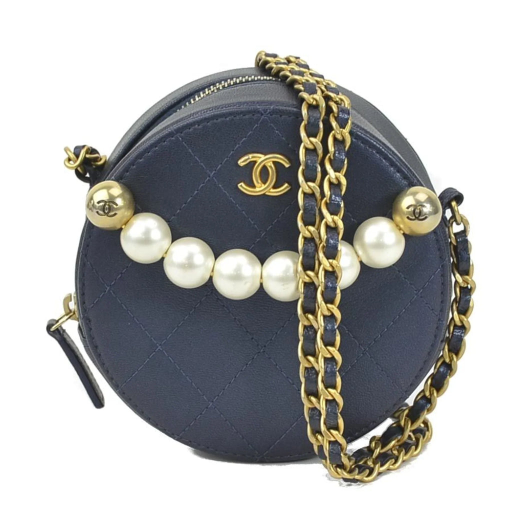 Leather/Metal/Fake Women's (Good) Crossbody Coco Pearl Pre-Owned Navy/Gold/Off-White Mark Shoulder Bag Pochette