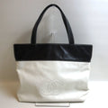 leather white Pre-Owned tote bag black (Good) bicolor