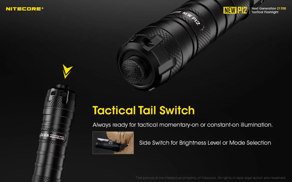 1200 LED Tactical Pressure w/RSW3 Version - P12 CREE Switch Nitecore Combo: Flashlight - V6 Lumens XP-L HD New