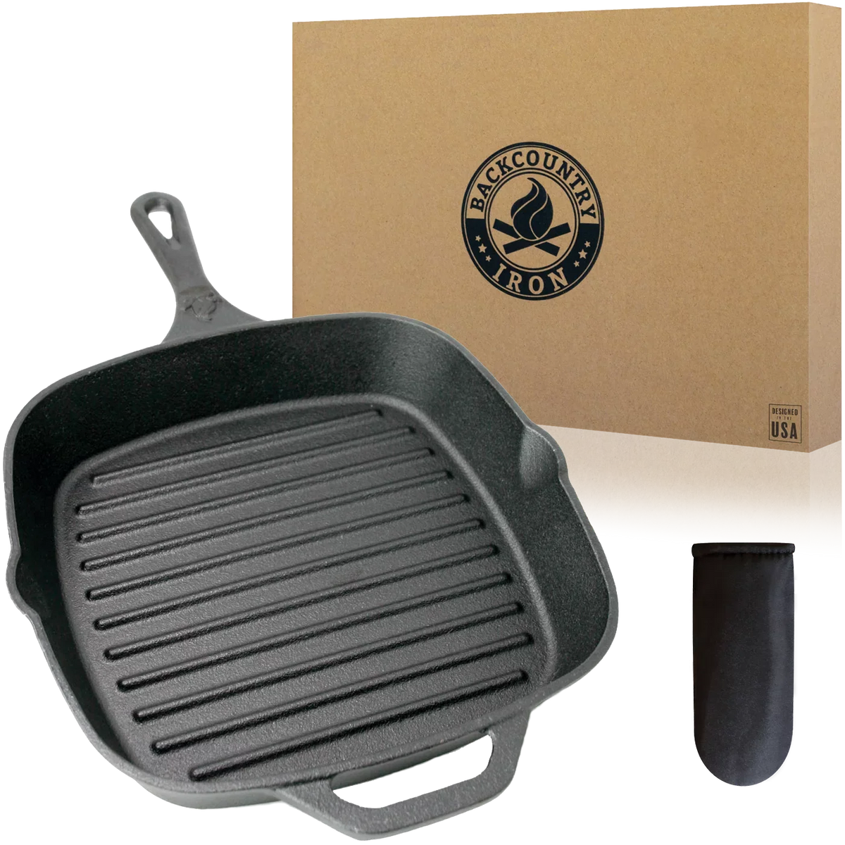 Square Medium 8 Pan Inch Grill Iron Backcountry Iron Cast Pre-Seasoned