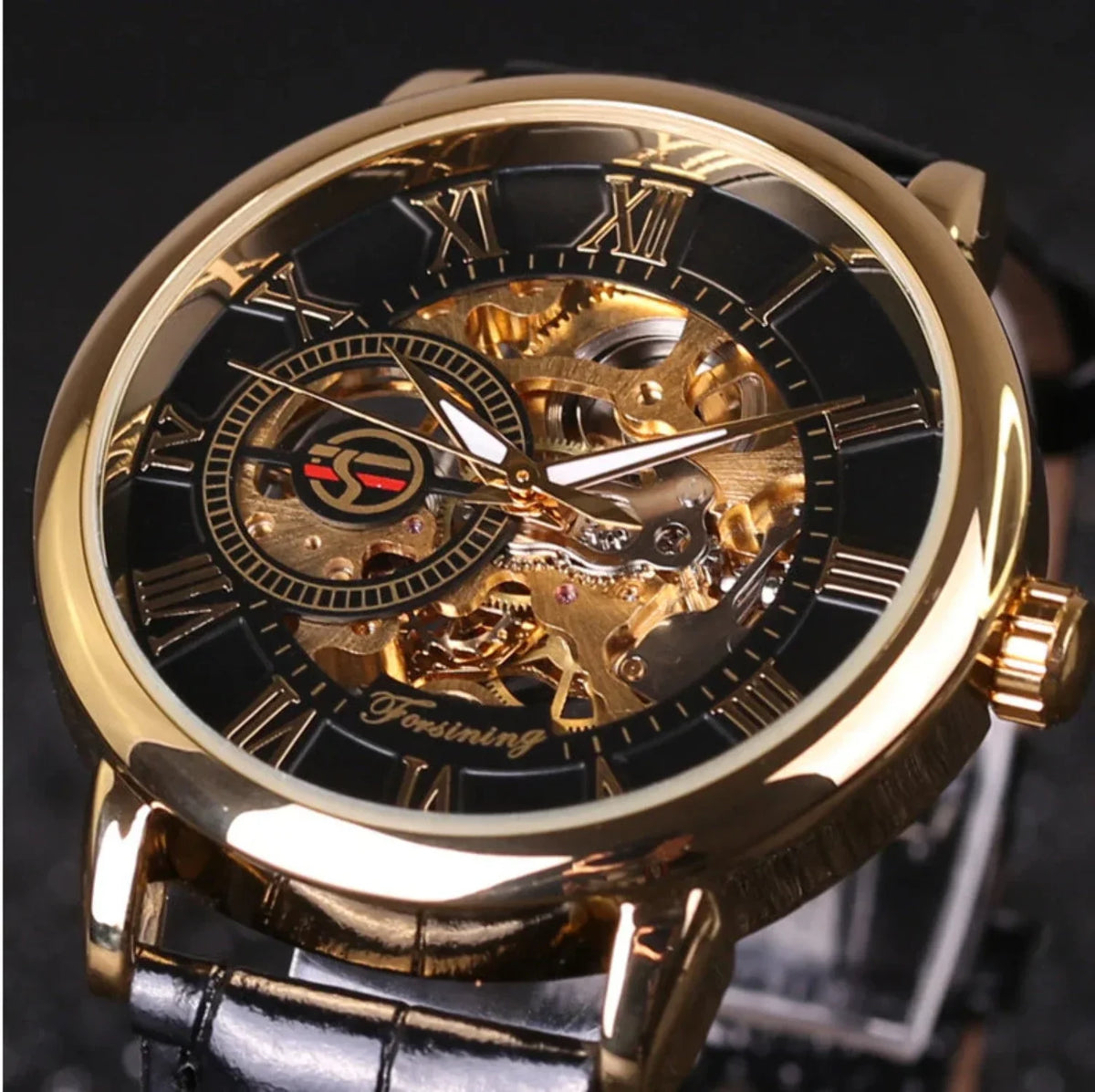 Wrist Leather Transparent Skeleton design Hollow Watch Mechanical