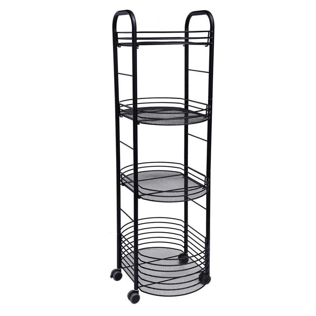 Rolling Cart, Organizer Storage Basket Carts Utility 4 Wheels, Cart, Trolley Metal Tier Art with Storage Black Kitchen