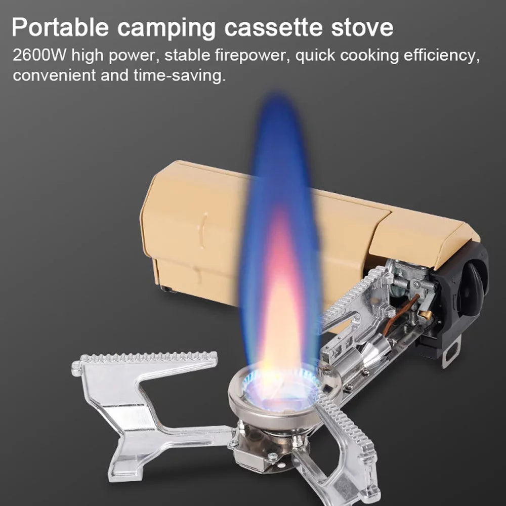 Stove Pincnic Ignition, Folding Hiking 2600W - Apexeon Carrying for Cooking Essential Camping Bag Backpacking - Butane Camp Electronic Gases Portable
