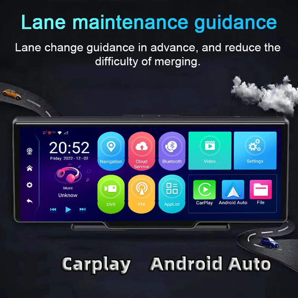 Night Recorder 170 Cam Lens Multi-language DVR Viewing Auto Recorder Wide Car Car Degree Video Dual 10.26in System Navigation Global Dash Positioning Car Angle