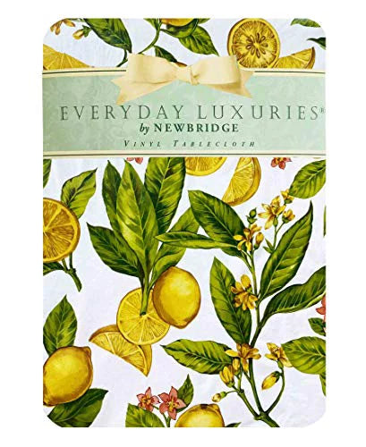 Zesty Lemons Tablecloth, and Vinyl Inch Patio Lemon Waterproof x Vine Picnic, Newbridge Dining, Barbeque, Tablecloth, Indoor/exterior Oblong/Rectangle 102 Inch 60 Flannel Backed Kitchen