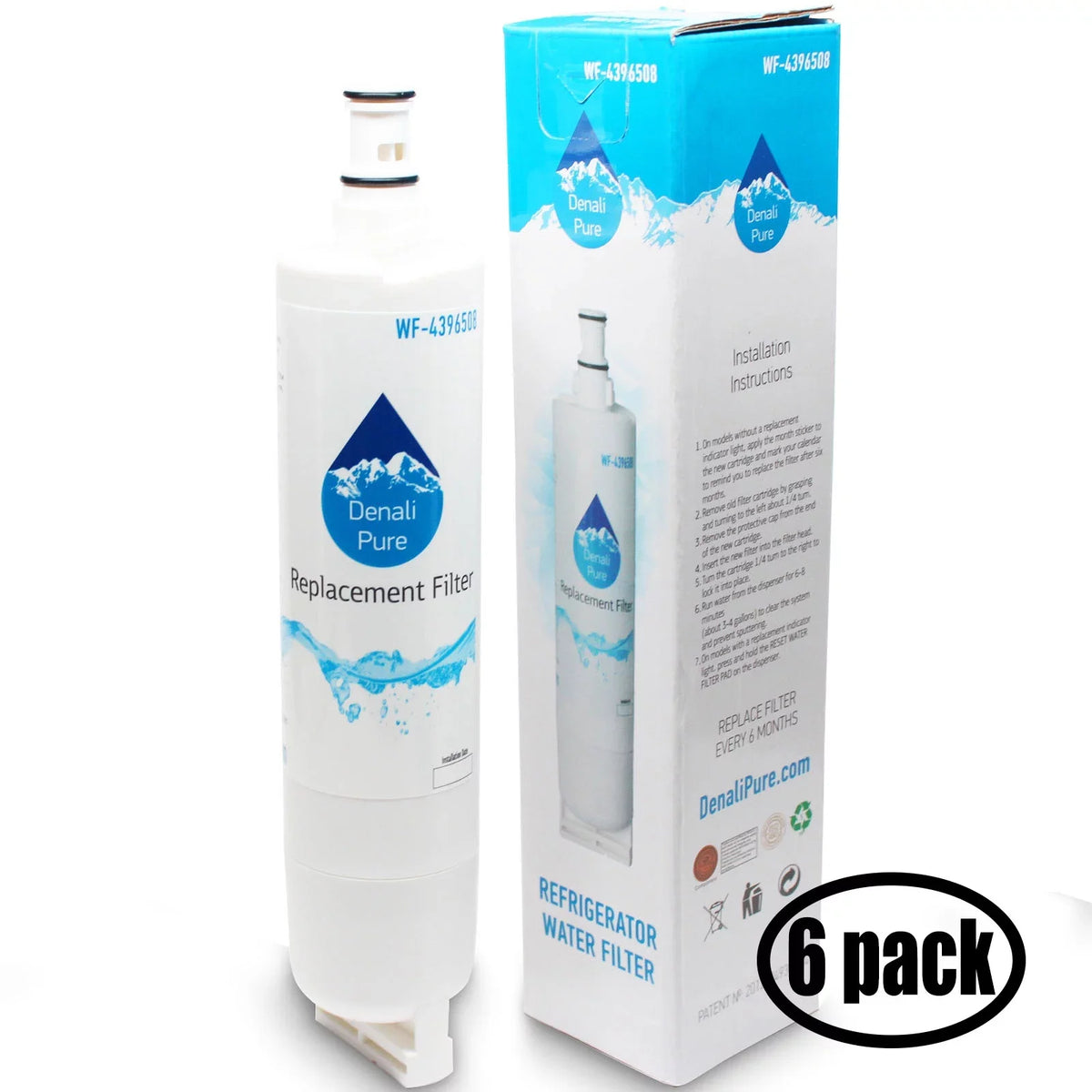4396510 Fridge GS2SHEXNB02 Whirlpool with Refrigerator Filter with - Compatible Compatible 4396508, Cartridge Whirlpool liquid Filter 6-Pack liquid