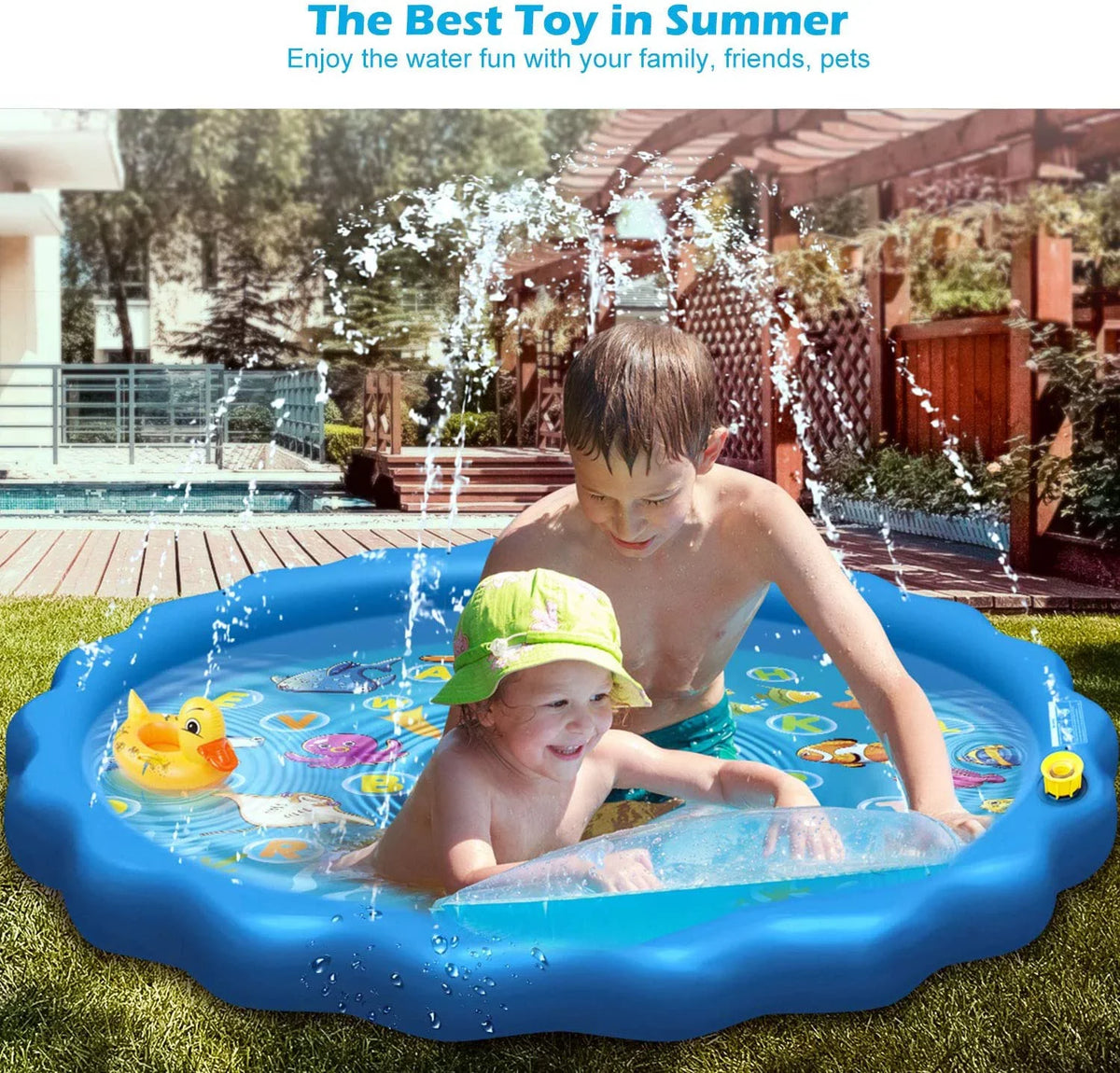 Kids exterior Perfect Children Mat Splash Summer Inflatable Infants - Outside Pool Toys pad Sprinkler, Kiddie liquid exterior for - Boys Toys liquid & Sprinkler and Toddlers Girls 68" Sprinkle liquid Play