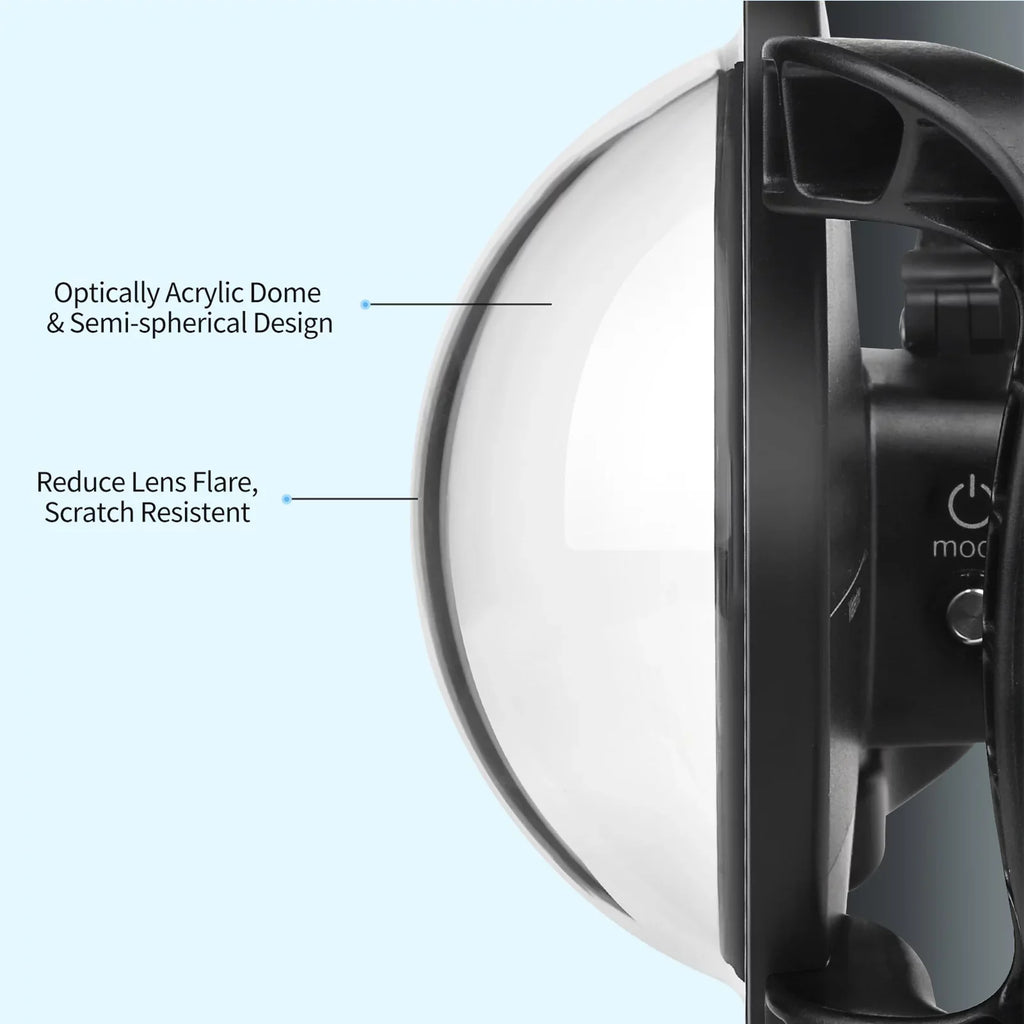 SHOOT 10 XTGP559 Hero Handle Port Hero 45m 180° Dome for Case Dual Angle Black Wide - Waterproof, 9