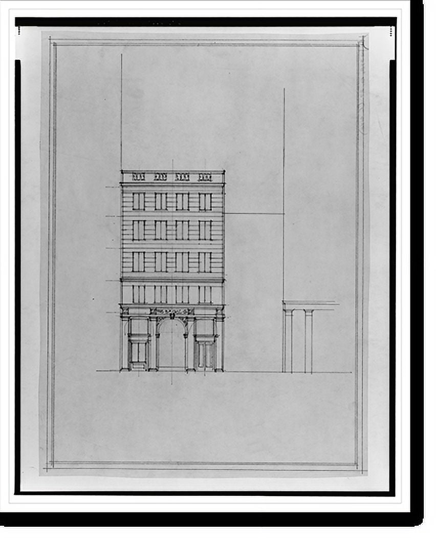Historic x Framed 17-7/8" (lots and N.W. square buildings Saul, 2, Front 15th 218), Print, D.C. - elevation] office 21-7/8" McPherson [Two B.F. 10, for Street, 69 Washington, Square,