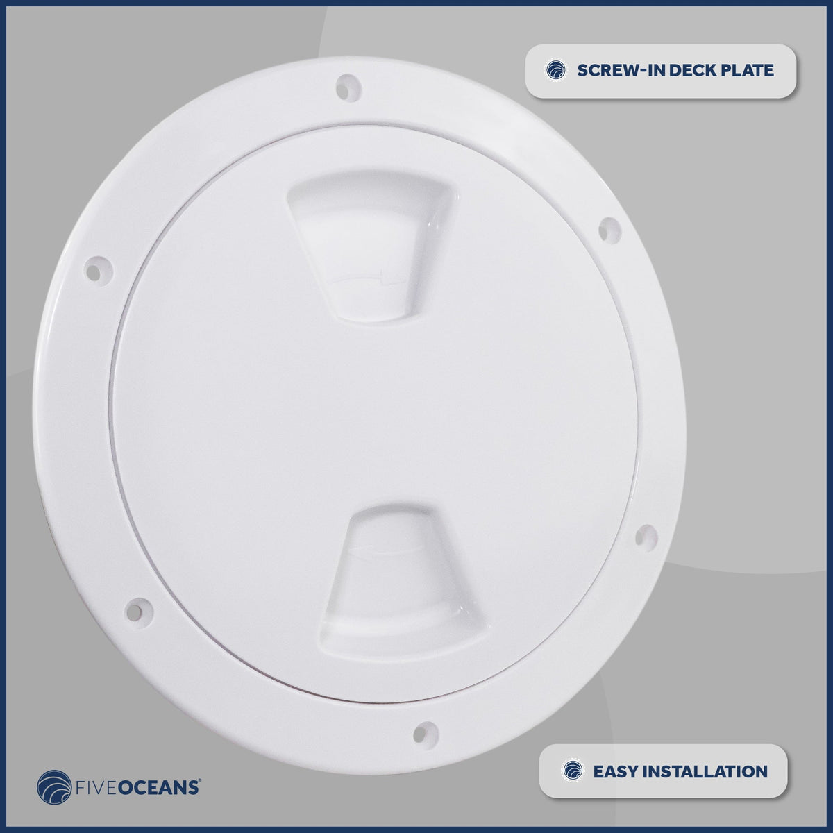 FO4467 with Oceans Bass Boat Five Caravan for Boat, Hatch, and White Hatch UV-Resistant Plate Fishing Deck - Bag, Boat, RVs, Round Marine ABS Plastic, Inspection Cover Storage Detachable Pontoon, 6"