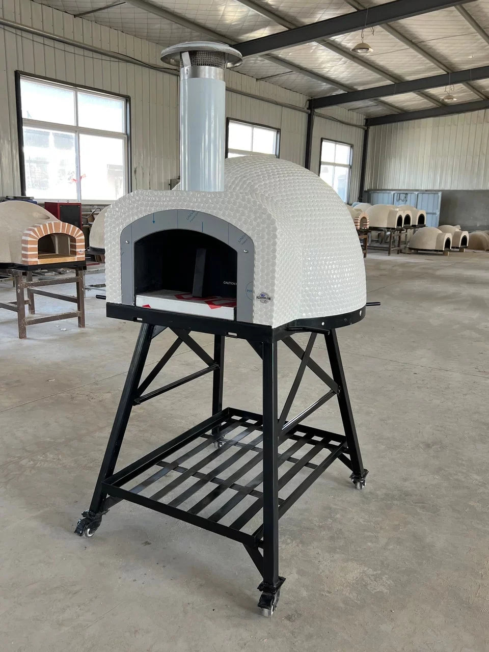Cement Pizza exterior Circle Fired - Ovens / OP81 / Wood Mosaic Penny with Clay Tiled Pizza White Tiles Oven