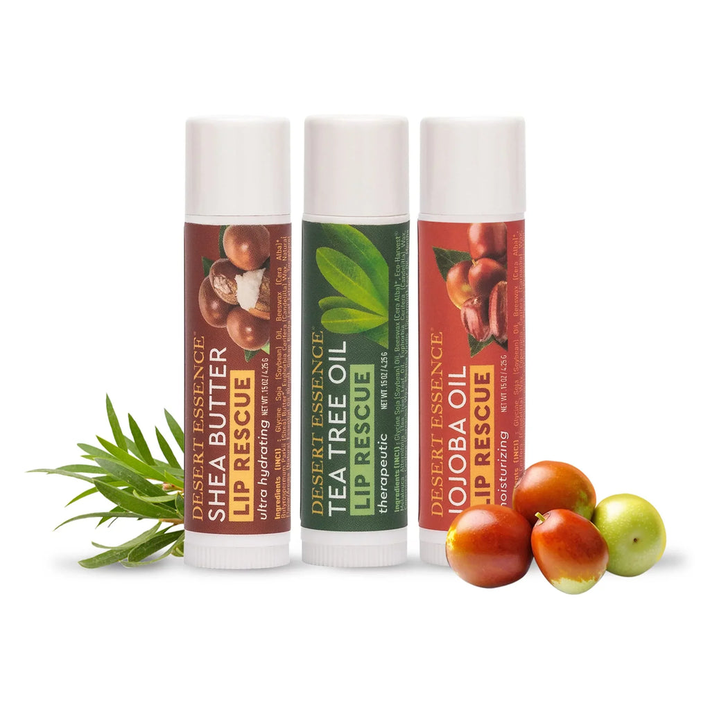 '- Rescue - Extract- Cracked w/ Or Hydrating Biloba Essence Ginkgo - 24, Desert Pack Lip Oil - 0.15 Soothes of Peppermint Ultra Shea Vitamin Butter Moisturizer Balm Soft Dry E Stick, Beeswax - Lips Oz