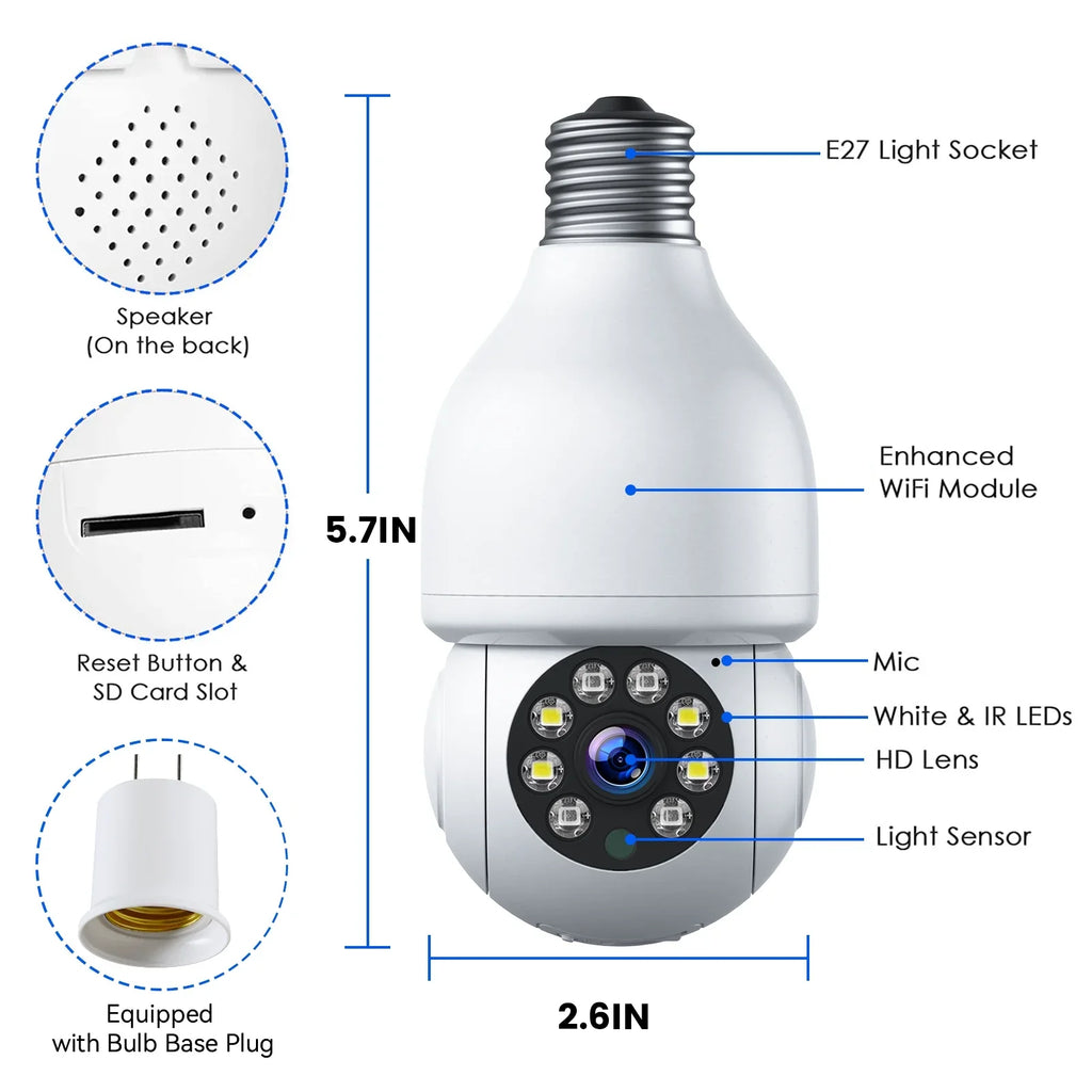 2 Light PACKS WiFi Wireless Security Camera Bulb SC16 Toguard Surveillance Dome exterior Camera