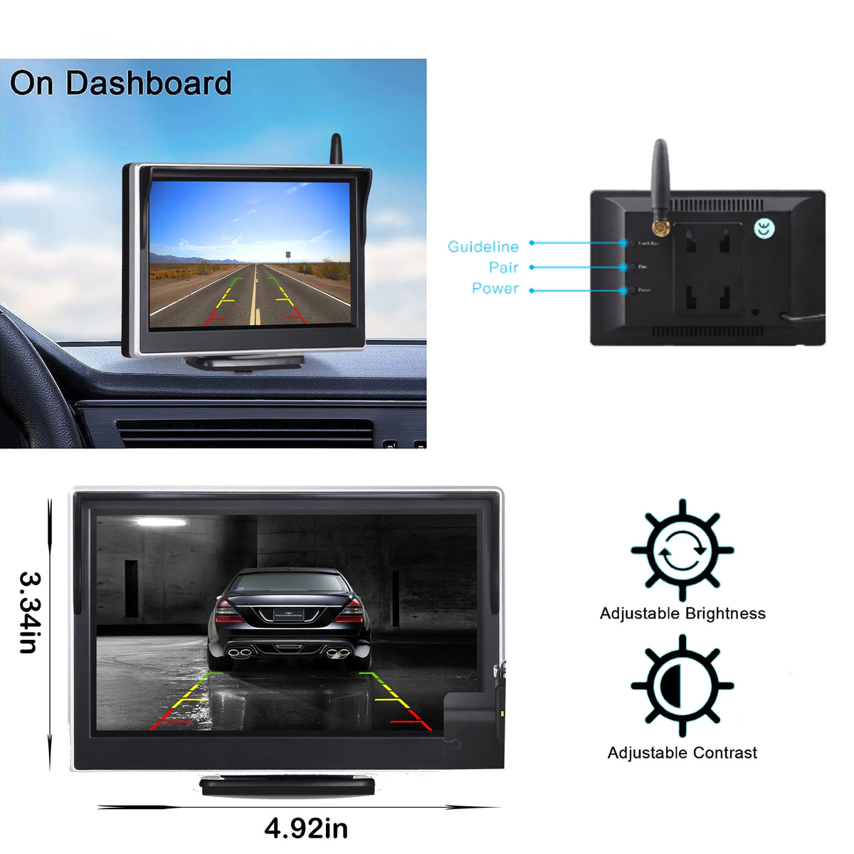 Vision Camera TOGUARD 1080P Cars Night 8 IR Large 5'' LED for Camera Monitor Kit, Trucks Waterproof up Digital Wireless Vehicles with Rear Backup Signal Back Van
