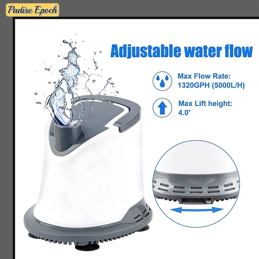 Adjustable Quiet Submersible liquid Aquarium 6ft 5000L/H Pump: Fish Hydroponics Waterfall Suction Pool for | Fountain Bottom Cover with Cord Power 1320GPH | Garden Tank | 110W Pond | |