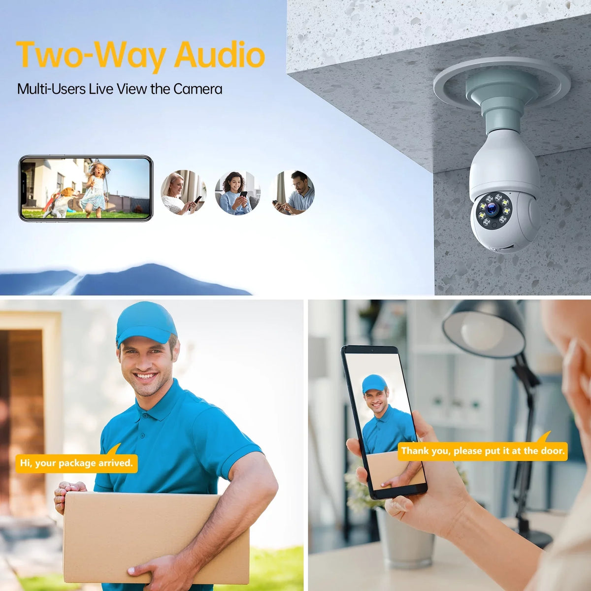 2 Light PACKS WiFi Wireless Security Camera Bulb SC16 Toguard Surveillance Dome exterior Camera
