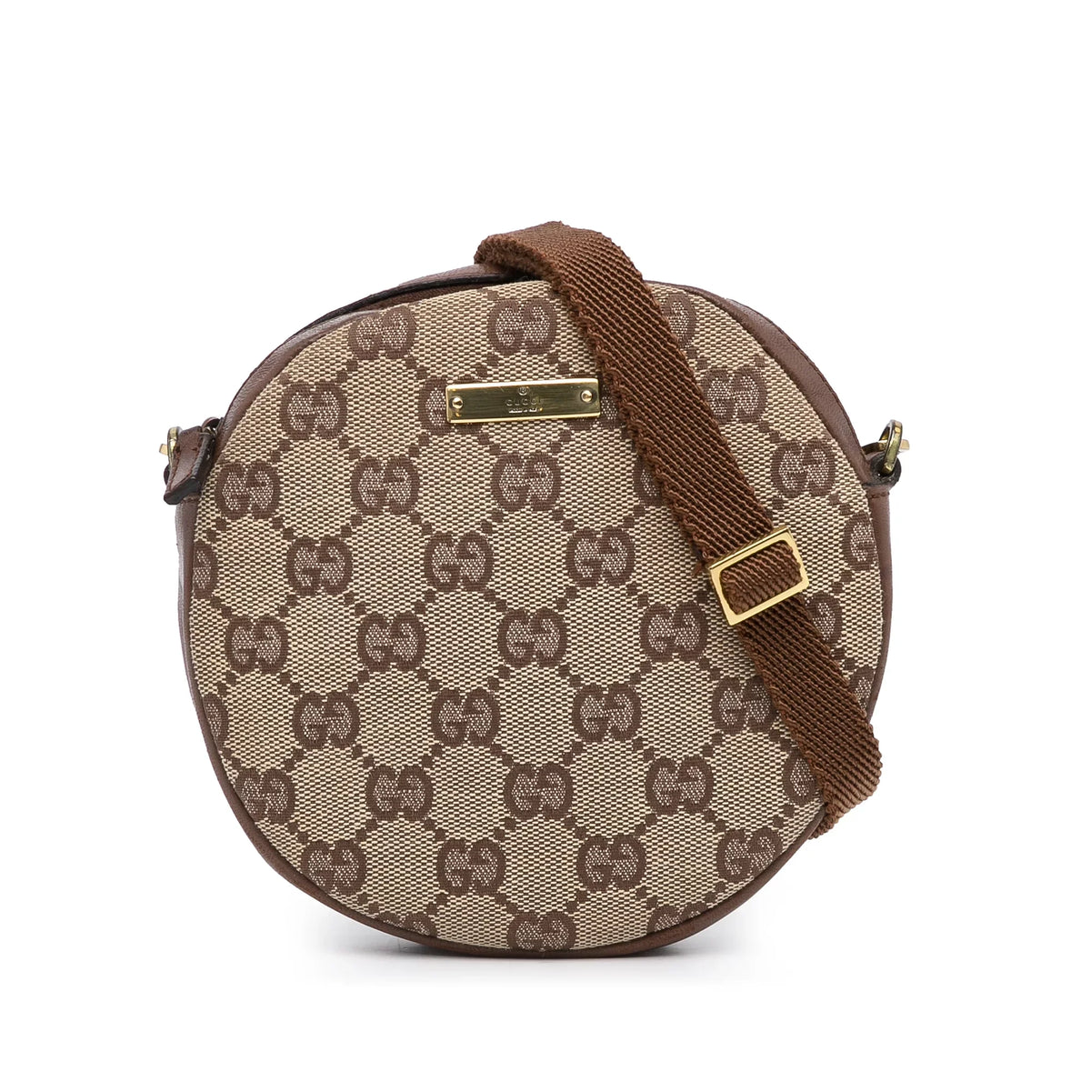Unisex Crossbody Brown Pre-Owned Crossbody GG Bag Authenticated (Good) Fabric Canvas Round