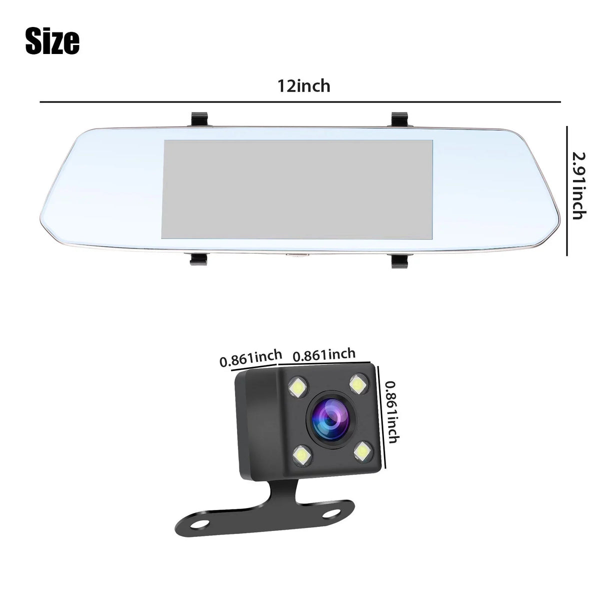 Lens and for View Wide-Angle Car Dual Mirror Vision, Dash Screen Cars, with Camera Touch Cam G-Sensor, Detection, Night 1080P EEEkit Mirror Camera Front 7inch Camera, 170° Rear Motion Dash
