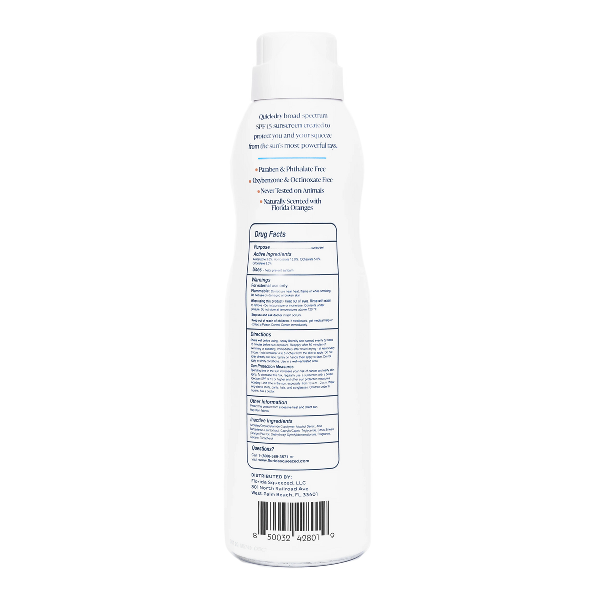 6 Florida SPF Sunscreen oz Squeezed Spray Non-Aerosol 15